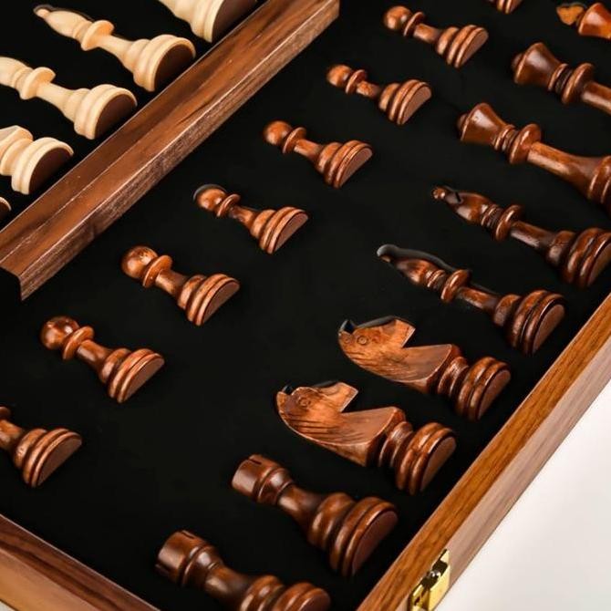 Papan Catur Kayu Premium Papan Catur Magnet Magnetic Chess Board Game Kualitas Original