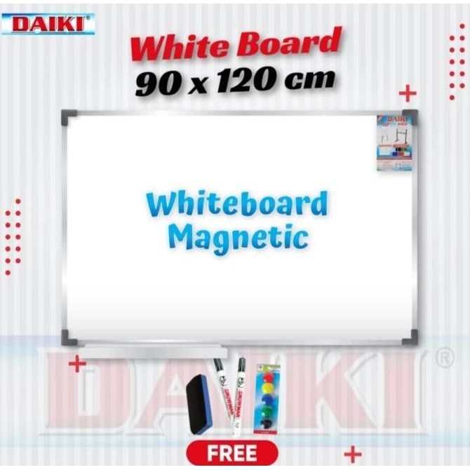 

Daiki Whiteboard Magnetic Single Face 80 x 120 cm/.90 x 120 cm Kualitas Original