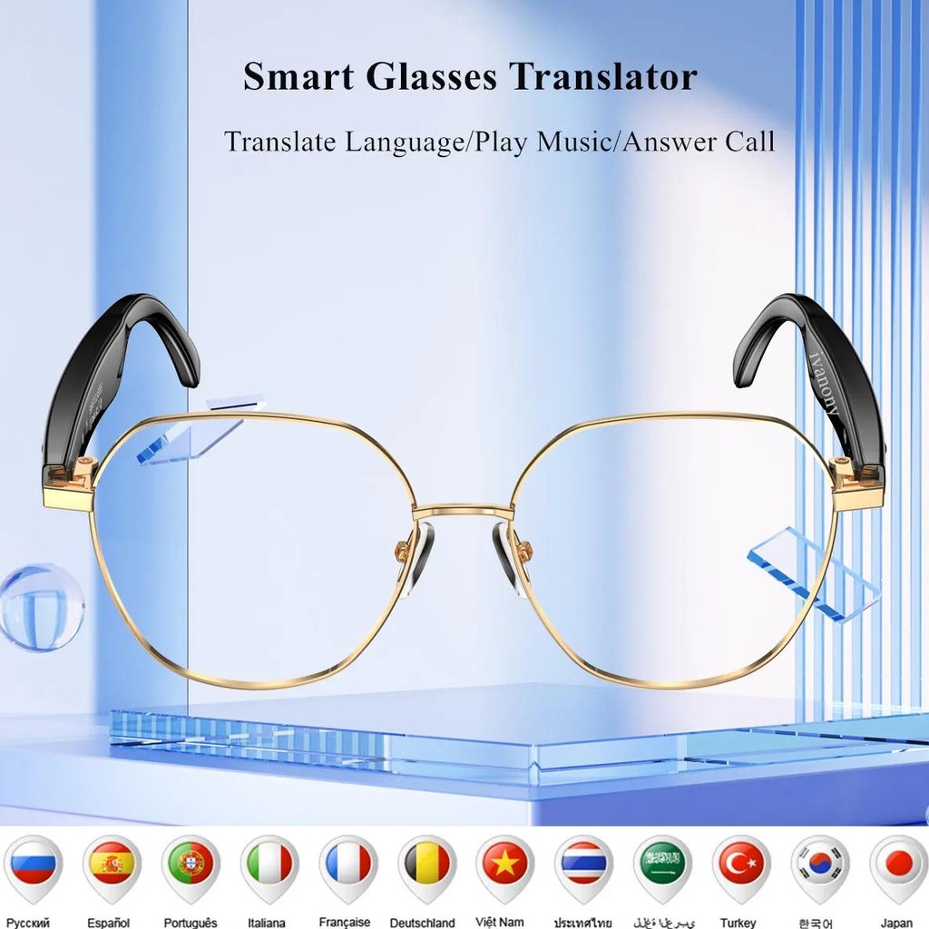 

AI Translate Language Smart Glasses Navigation Noise Canceling Hands Free Calling Listen Songs Smart Translate Glasses for Man