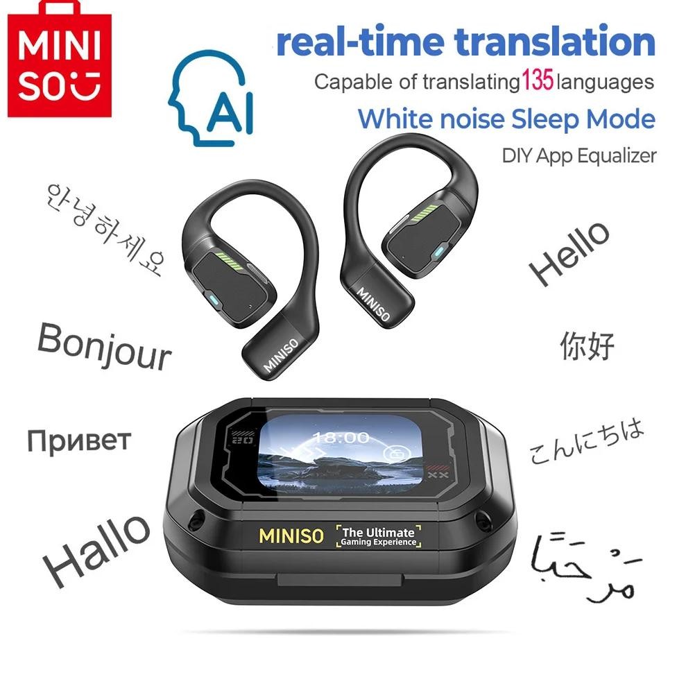 

AI MINISO M98 Wireless Headphones OWS Sports Bluetooth Earphones Gaming Headset AI Translator Earbuds APP LCD Touch Screen IPX5
