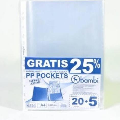 

Plastik pp pocket bambi A4 5220 1 dus isi 50 set Kualitas Original