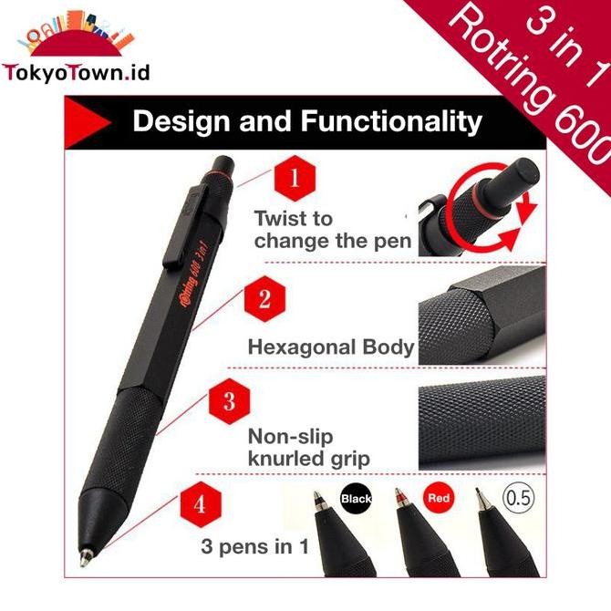

Rotring 600 3in1 Multipen Ballpoint Mechanical Pencil Kualitas Original