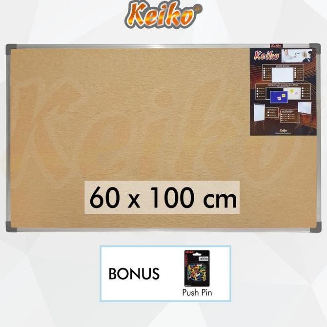 

Softboard Cork Pin Board / Papan Mading Gantung Keiko 60 x 100 cm Kualitas Original