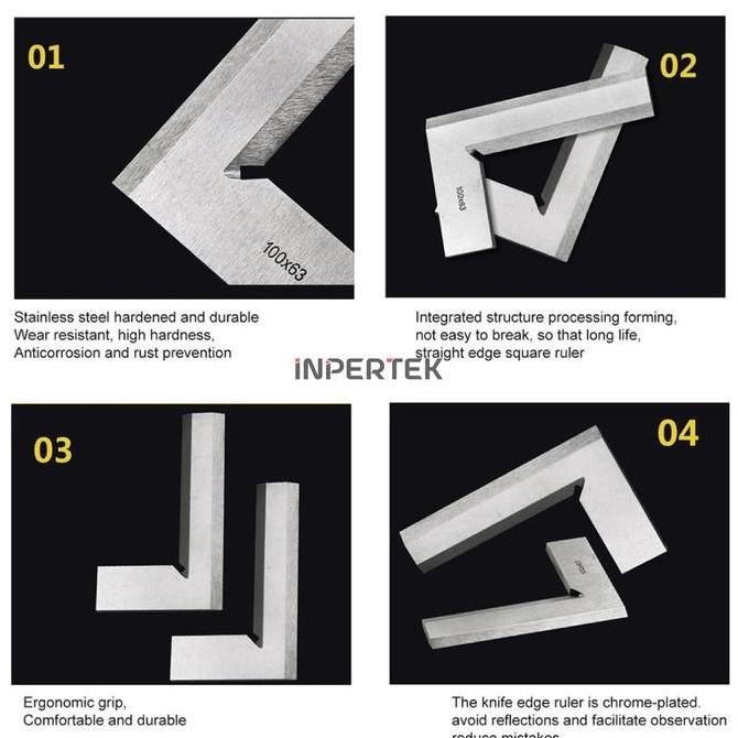 

Siku Baja 200X125 Penggaris Besi 120 X 125 mm Mistar Knife Edge Kualitas Original