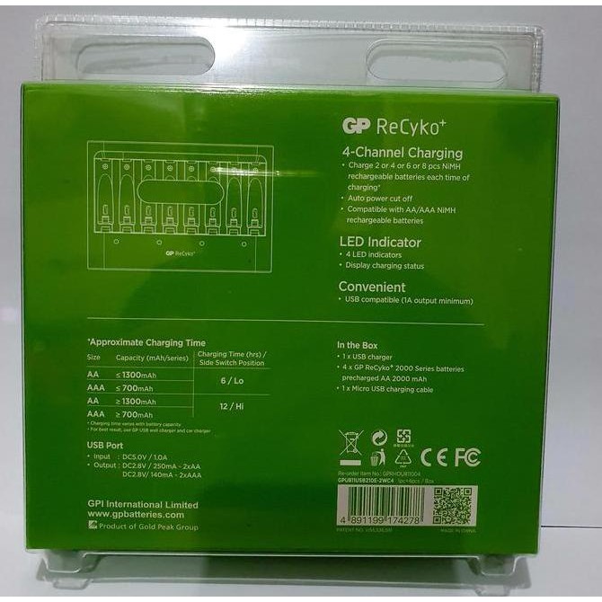 GP Charger 8 Slot plus 4 baterai AA Kualitas Original
