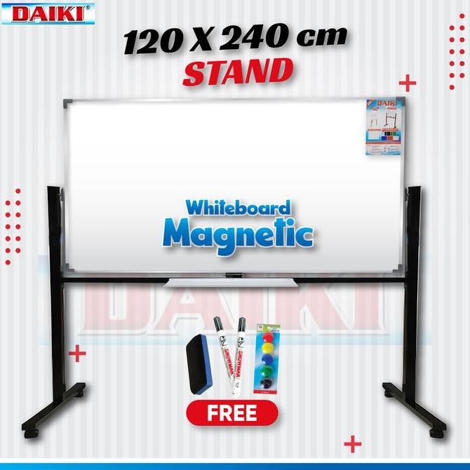 

Whiteboard / Papan Tulis Magnet DAIKI Double Face stand Uk 120x240 Cm Kualitas Original