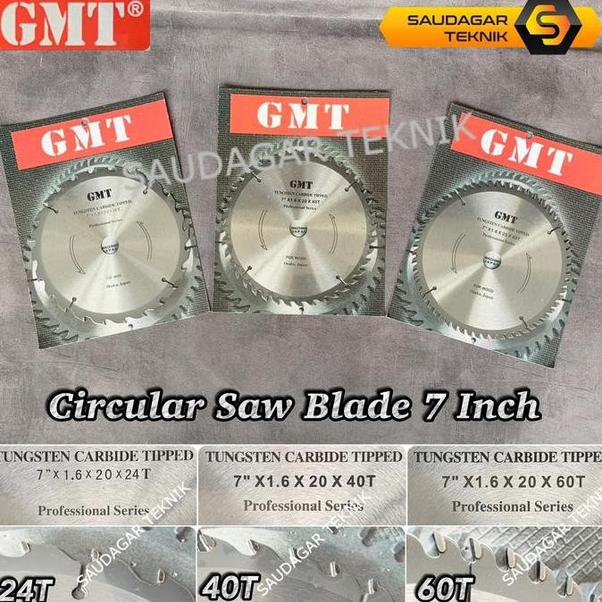 Mata Gergaji Potong Kayu GMT 7 Inch 24T 40T 60T Circular Saw Blade 7" 24 T 40 T 60 T Mata Circle 7 I