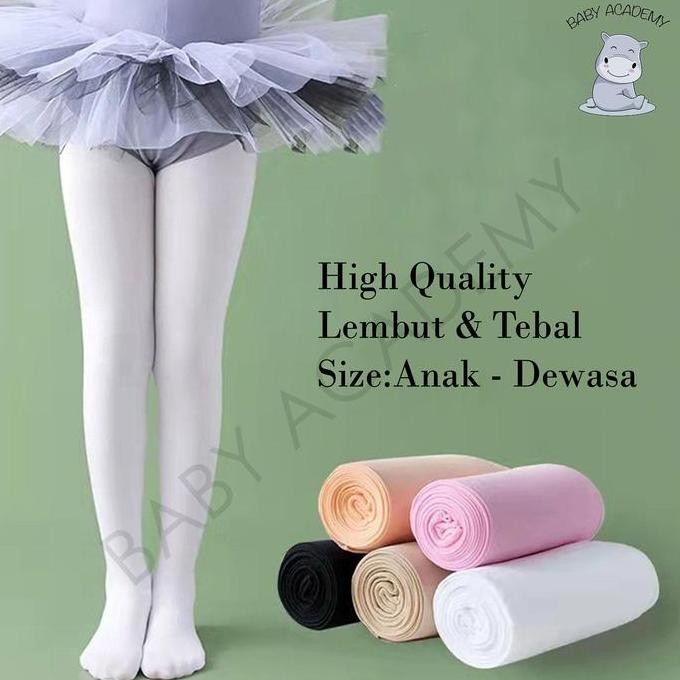 Legging Anak Perempuan Wanita Dewasa Stocking Ballet Pantyhose Casual Hitam Putih Pink Peach Kulit P