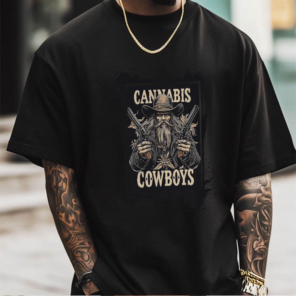 TenangMurah Kaos Oversize Wanita Baju ︱kaos lucu wanita︱Cowboy Berapi dengan Senjata