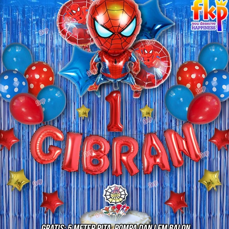 Fun Kids Party Paket Dekorasi Spiderman Lengkap Ulang Tahun Anak Laki Dekor Balon Ultah Hero Spiderm