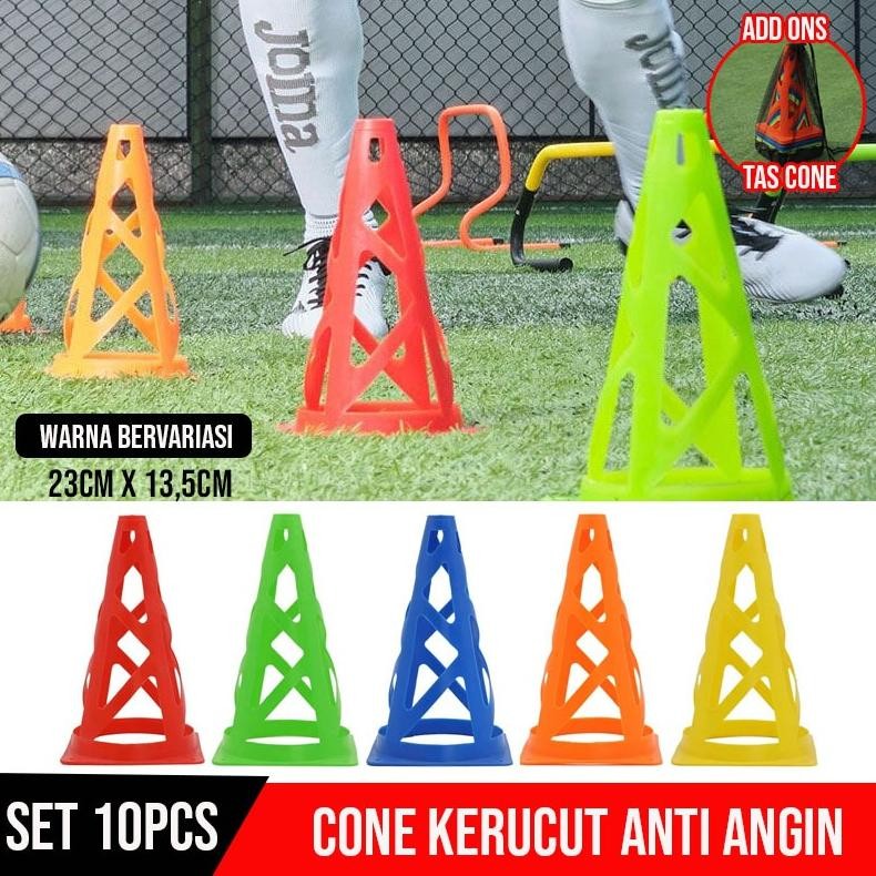 Set 10 Pcs Cone Kerucut Anti Angin Cona Latihan Olahraga Cona Sepakbola Cone Olahraga Kuat Dan Elast