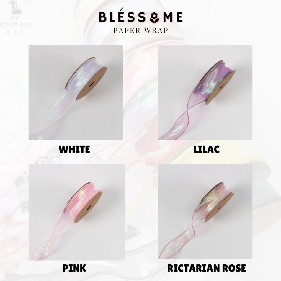 

1 Roll Ribbon Mermaid Rainbow Wave 4Cm Hologram Ribbon Glossy 40Mm 10 Yard Pita Organza Kilap Hologram Pita Organdi Gelombang Korean Flst PembungkusKertas Buket BungaHandBouquet