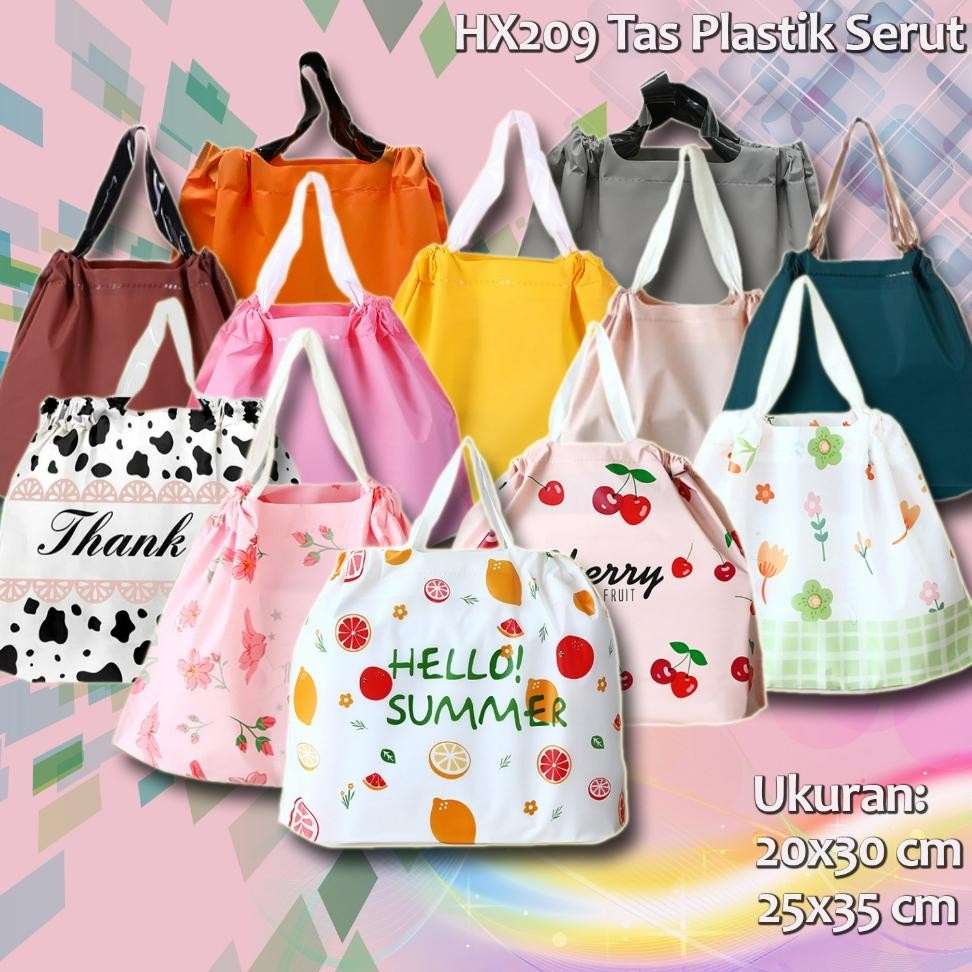 

Hx209 1 Paket 10 Pcs Tas Kantong Belanja Plastik Serut Tote Ping Plastic Goodie Bag