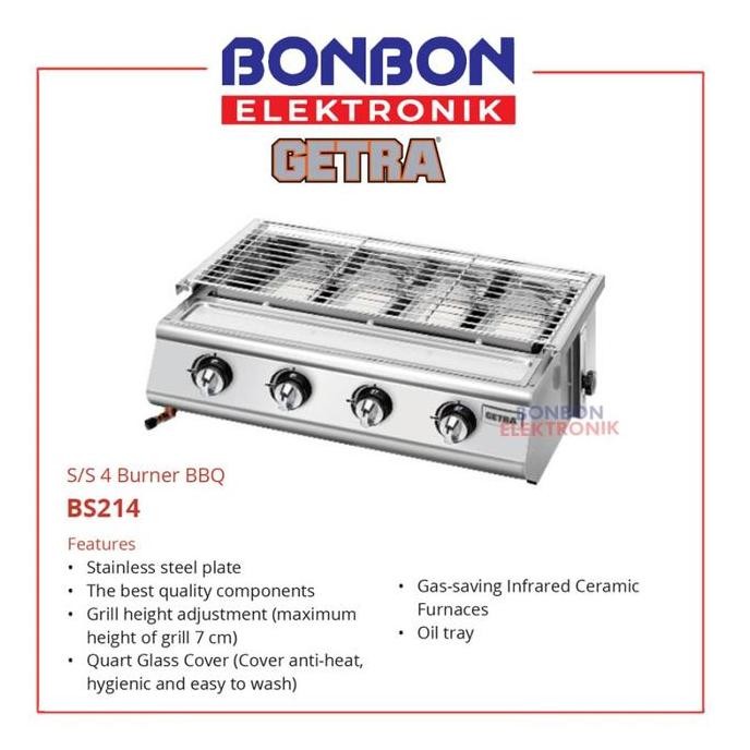 Getra Griller Stainless 4 Tungku Bs-214 / Mesin Pemanggang Bs214