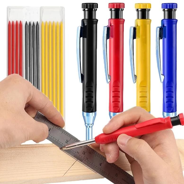 

2.8Mm Solid Carpenter Mechanical Pencil For Woodworking Construction Long Head Carpenter Pen With Sharpener Stationery Supplies