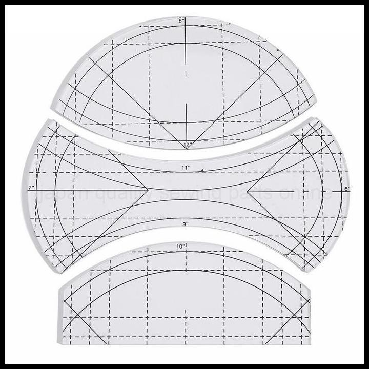 

Penggaris / Quilting Template Model Curve Isi 3 Pcs (Qtskcu3)