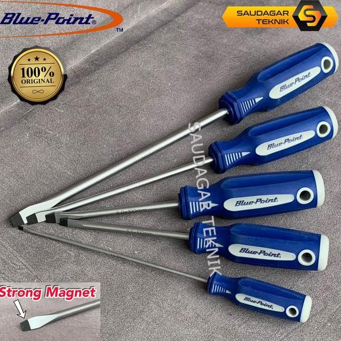Blue Point Obeng Min Minus (-) Magnet Gagang Karet Screwdriver Flat Blue-Point