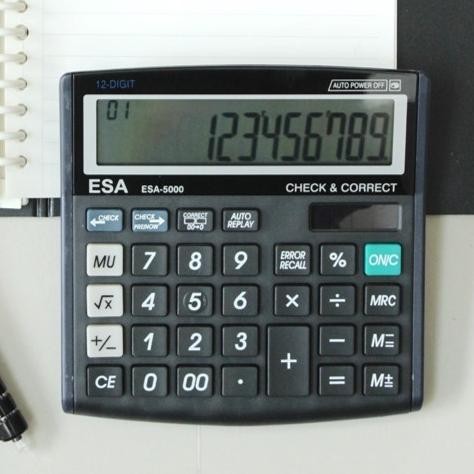 

LINDU ESA Kalkulator LED Check Correct 12 Digits Layar Lebar Besar 5000