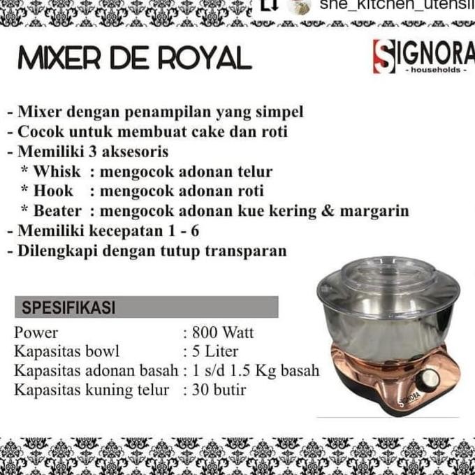 Tersedia Mixer Signora De Royal mixer kue roti donat bakpao mixer Signora