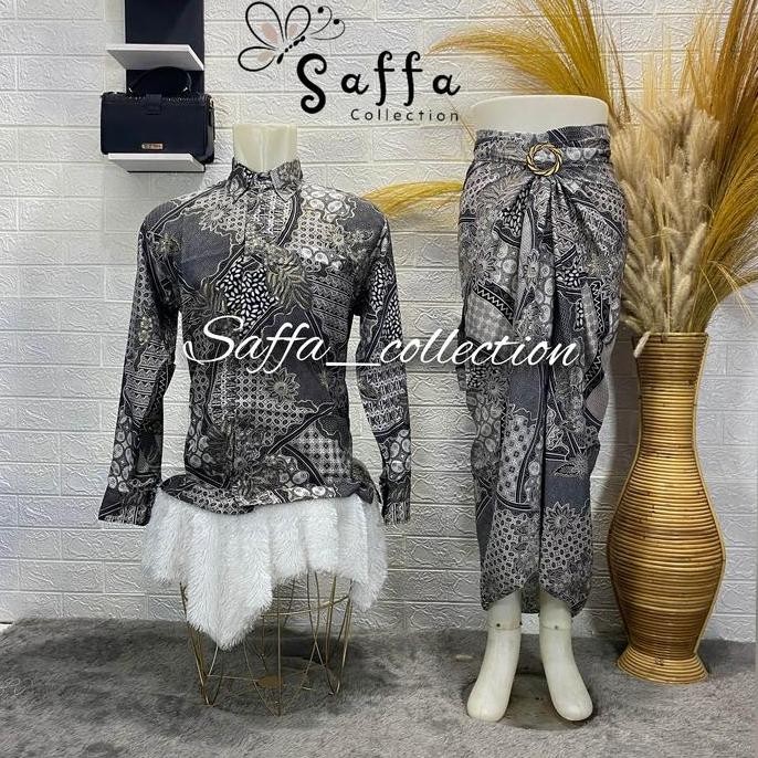 batik lengan panjang dan rok lilit couple/rok lilit batik kemeja