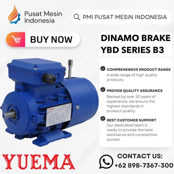Brake Dinamo Motor Yuema Ybd 4P 3Kw 4Hp 3Phase 380V B3/ Brake Electric Motor/ Dynamo Motor Listrik/ 