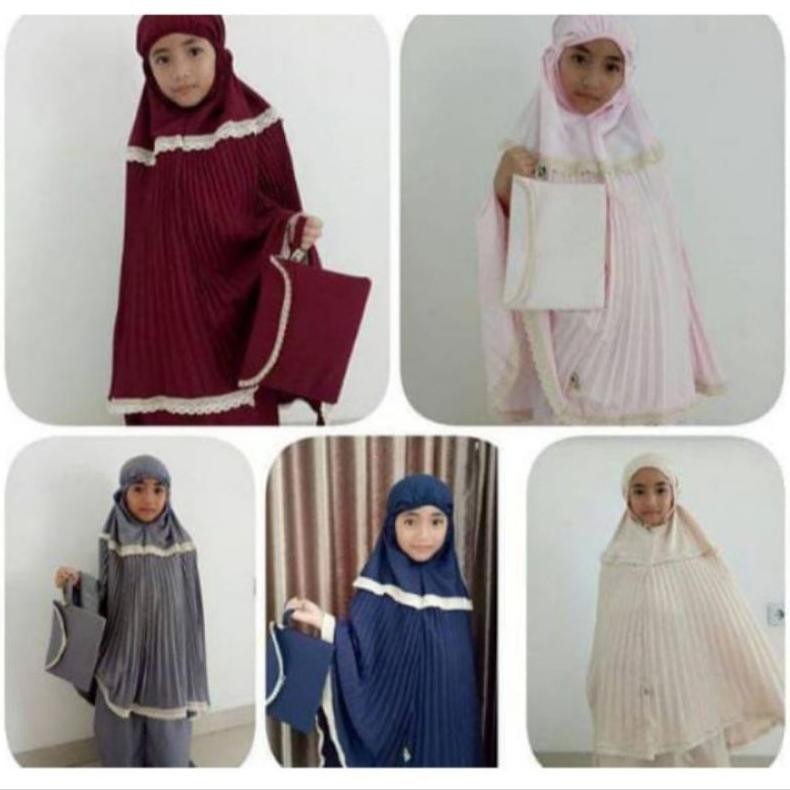 Wajib Miliki Paling Murah Mukena Anak Anak Umur 2,3,4,5 Tahun // Mukena Anak Plisket Renda Bawah // 