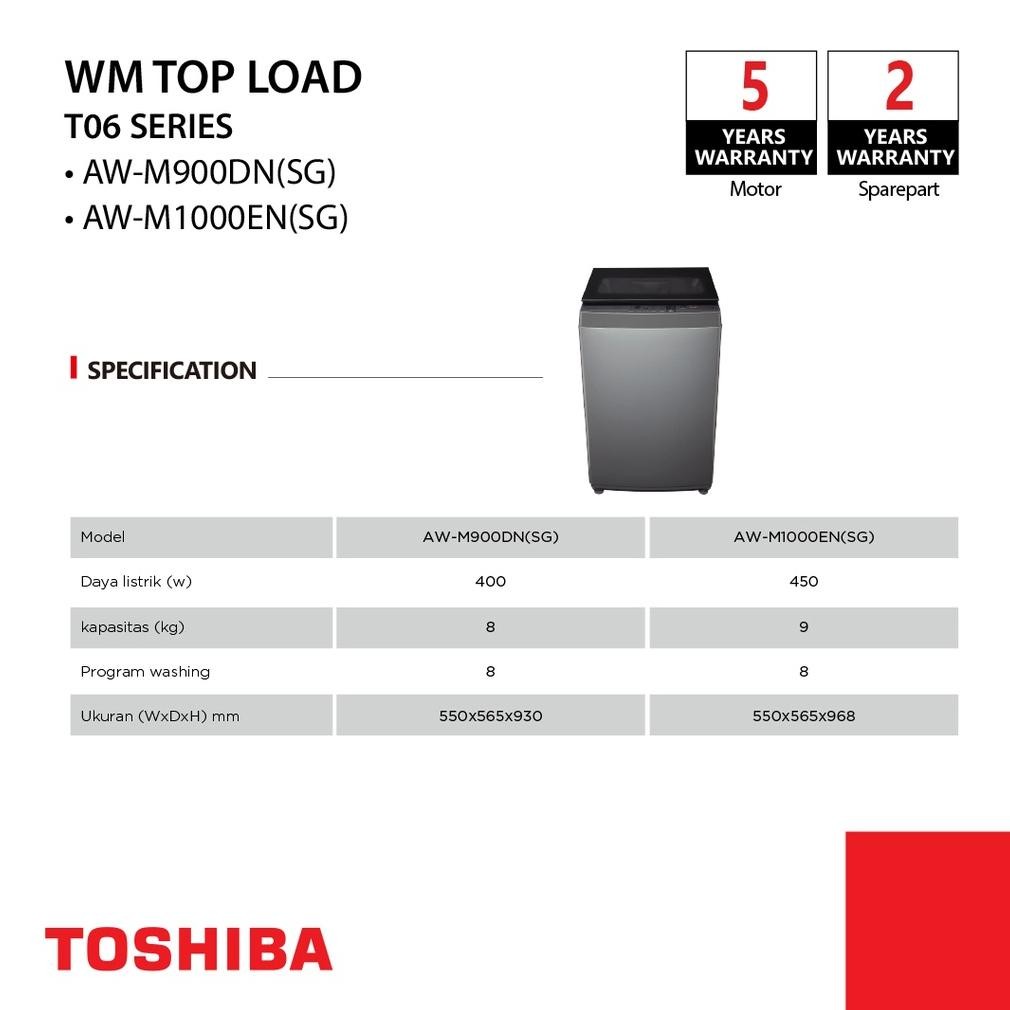 Toshiba Mesin Cuci Top Load AW-M1000EN 9Kg Mesin Cuci 1 Tabung