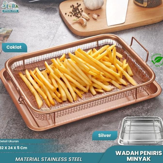 

SINDA (READY) Copper Crisper Tray - Loyang Oven Serbaguna: Baking Tray, Rak Pendingin, dan Peniris Minyak Stainless dalam Satu Produk!