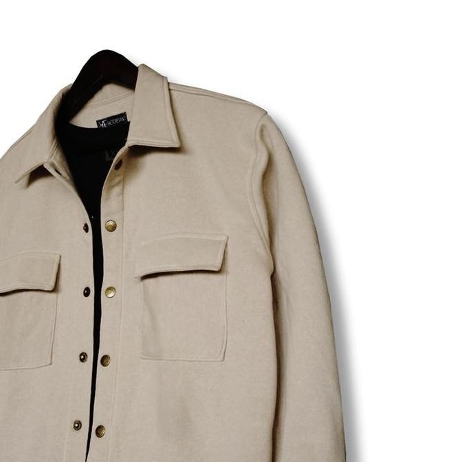 Murah Shacket Jacket Fleece Pria Wanita Unisex Cream Big Size Jumbo M-5Xl Reevant Store