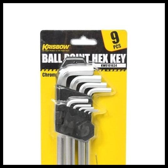 Krisbow Set Kunci L Hex Key Ballpoint 1.5-10 Mm 30 Cm 9 Pcs Original Best Seller
