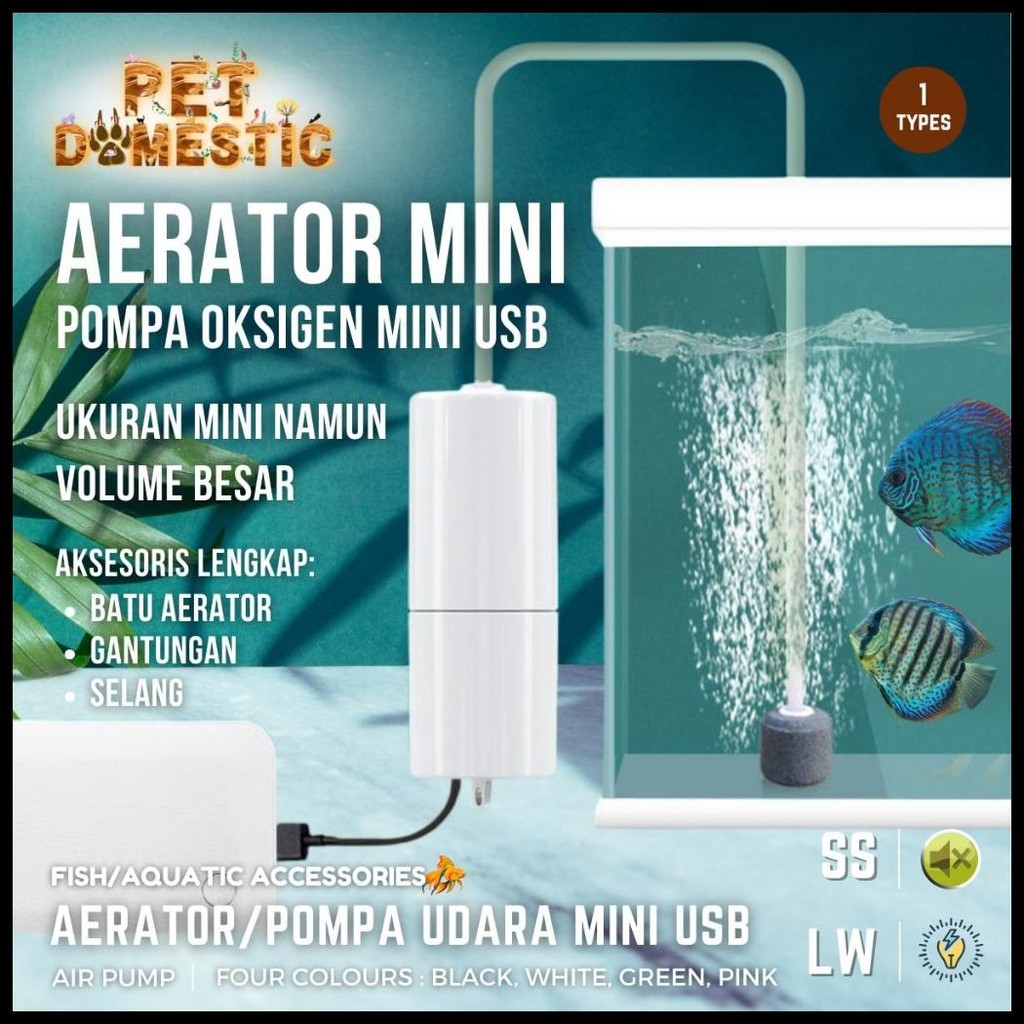 MINI AERATOR USB AIR PUMP PORTABLE MESIN AIRATOR AC POMPA UDARA GELEMBUNG OKSIGEN AQUARIUM AKUARIUM 