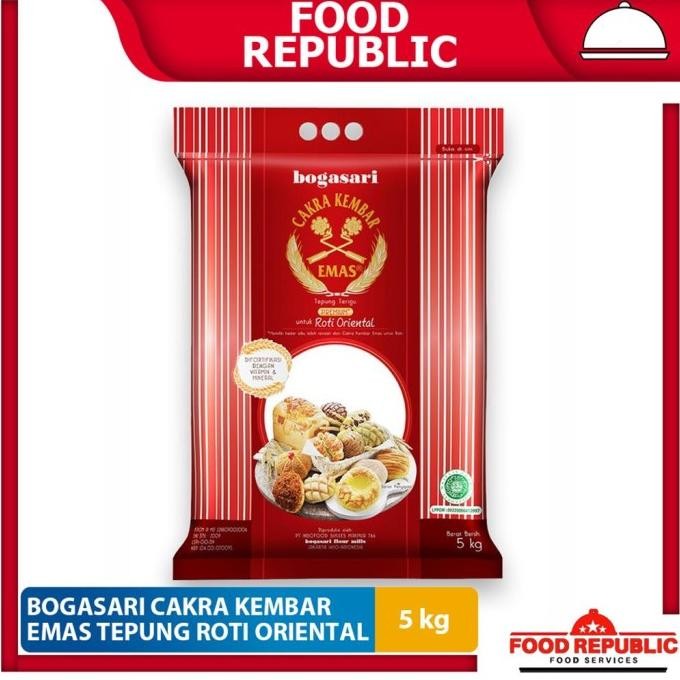 

Terlaris Tepung Cakra Kembar Oriental 5 Kg - Tepung Roti Bogasari Halal Premium