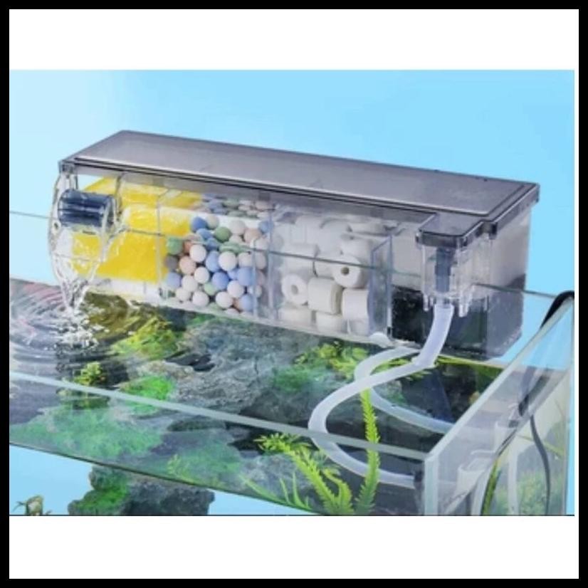 BOX FILTER AKUARIUM LENGKAP DENGAN MESIN DAN MEDIA FILTER BIO TOP FILTER AQUARIUM AMARA / SOBO BOX M