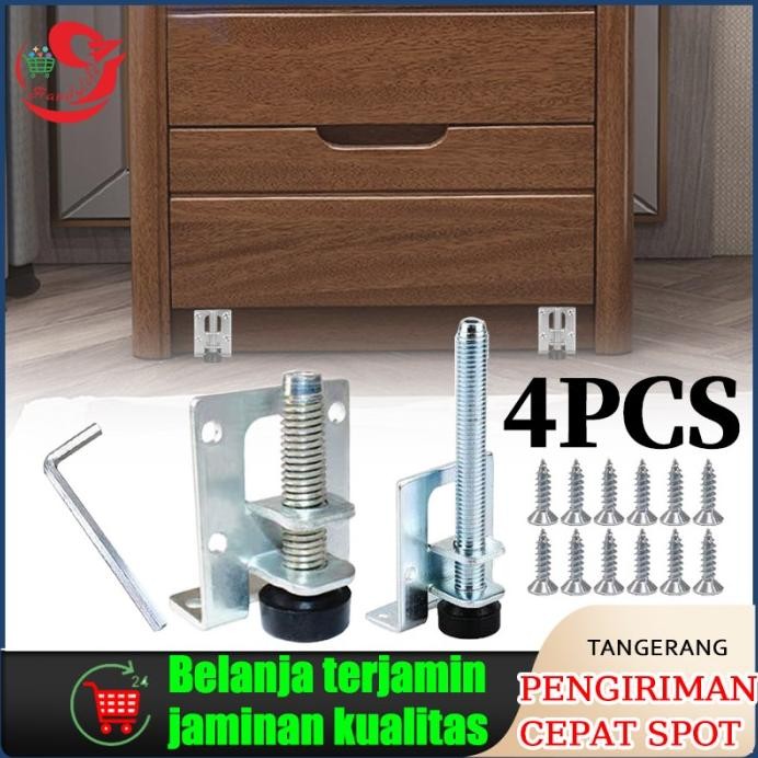 

Terlaris 4Pcs Stabil Kaki Adjuster Furniture Adjustable Cabinet Legs Steel Table Sofa Metal Leveling Feet Corner Bracket Floor Protection Hardware