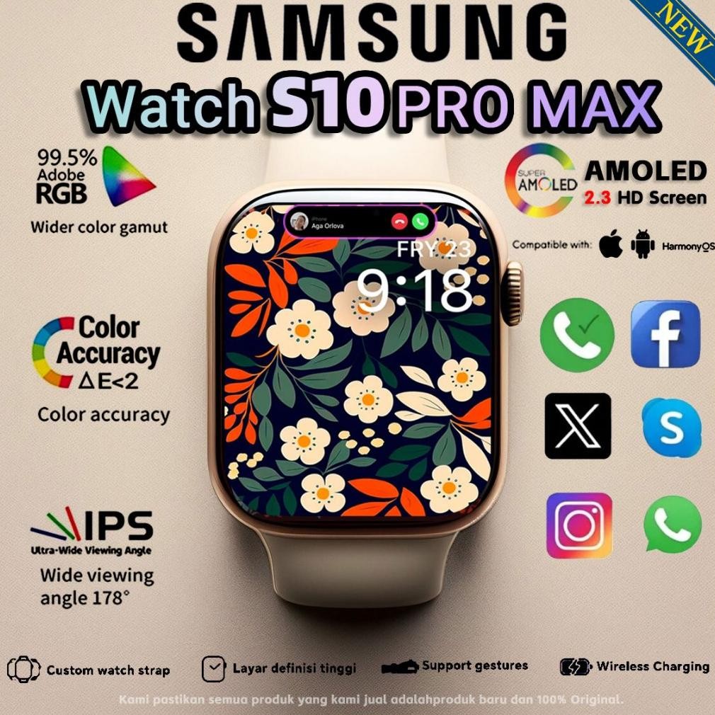 Diskon Samsung Samrt Watch S10 Pro Max Original With 2.3" Hd Amoled Display Gps Nfc Waterproof Bluet