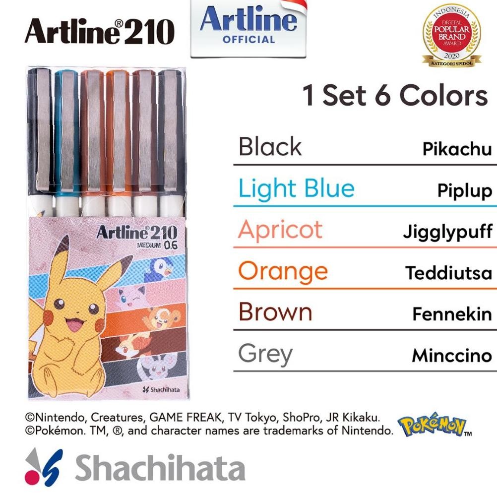 

Artline 210 x Pokemon - Sign Pen 0.6mm / Pulpen Writing Pens EK 210 / EK-210 Set 6 Pcs 6PB1 6PB2