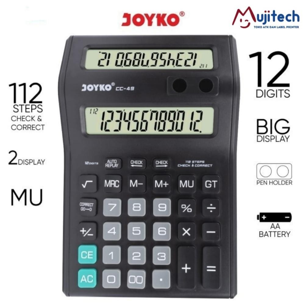 

Mma-1318 Ed-7 Best Seller Kalkulator Dagang 2 Layar Cc 49 Dual Display Calculator 12 Digit Joyko Viral Sale