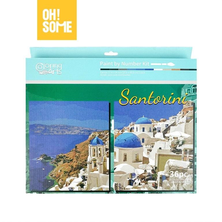 

LINDU MEMBERSHIP GIFTOHSOME Langer Paint By Numbers Set Kanvas Cat Lukis DIY Lukisan Akrilik City View Colmar Santorini