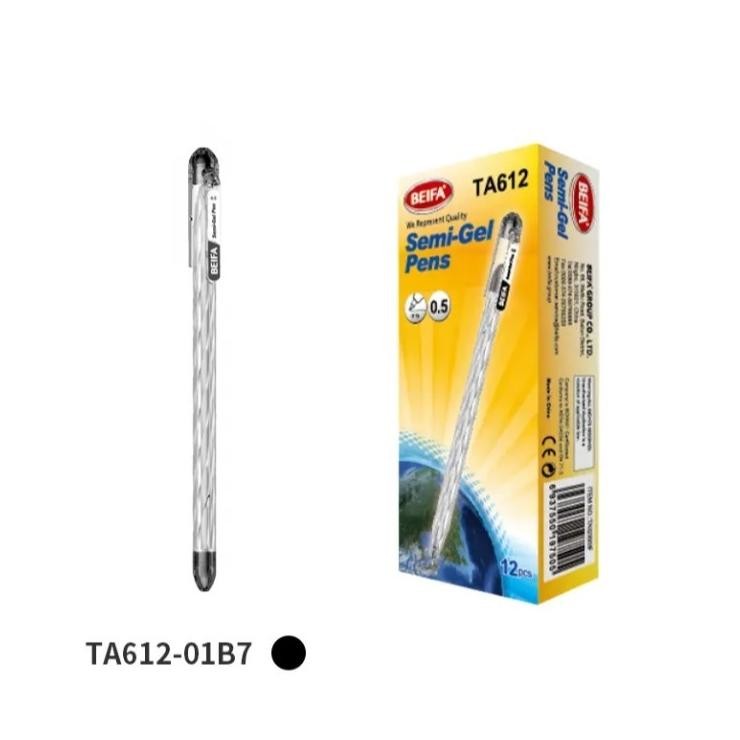 

Beifa Semi Gel Pen Black 0.5mm Quick Drying Smooth Writing TA612A