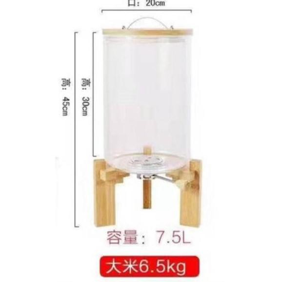 Miliki Dispenser Kaca Beras /  Penyimpanan Wooden Rice Dispencer 5 Liter 7.5 Liter / Box Tempat Bera