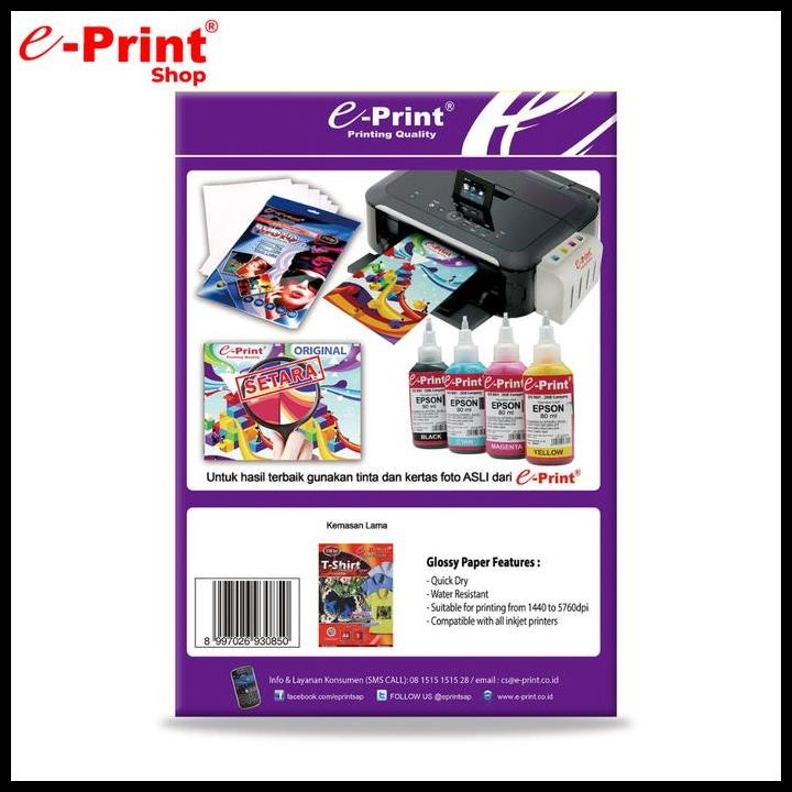 

Terlaris Transfer Paper Light T-Shirt Kertas Sablon Terang By E-Print Good Quality