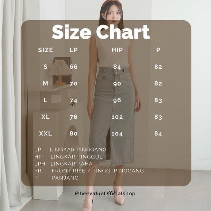 Grosir [Beevalue] Midi Split Skirt Rok Jeans Highwaist Dua Kancing Variasi Belt Bahan Premium | Rok 