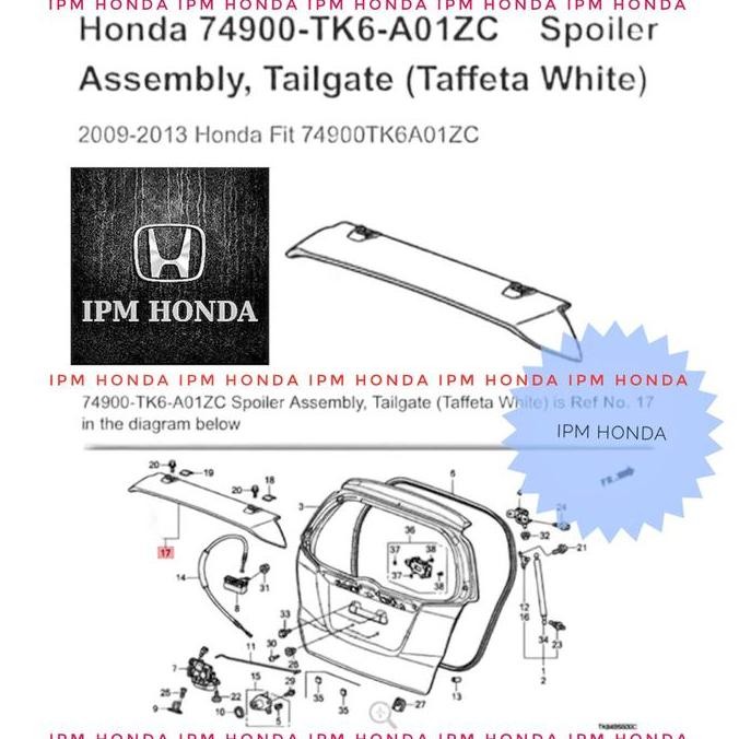 Promo 74900-Tk6-A01Zy Spoiler Assy,T/Gate Original Spoiler Wing Atas Bagasi Belakang Modulo Epoxy No