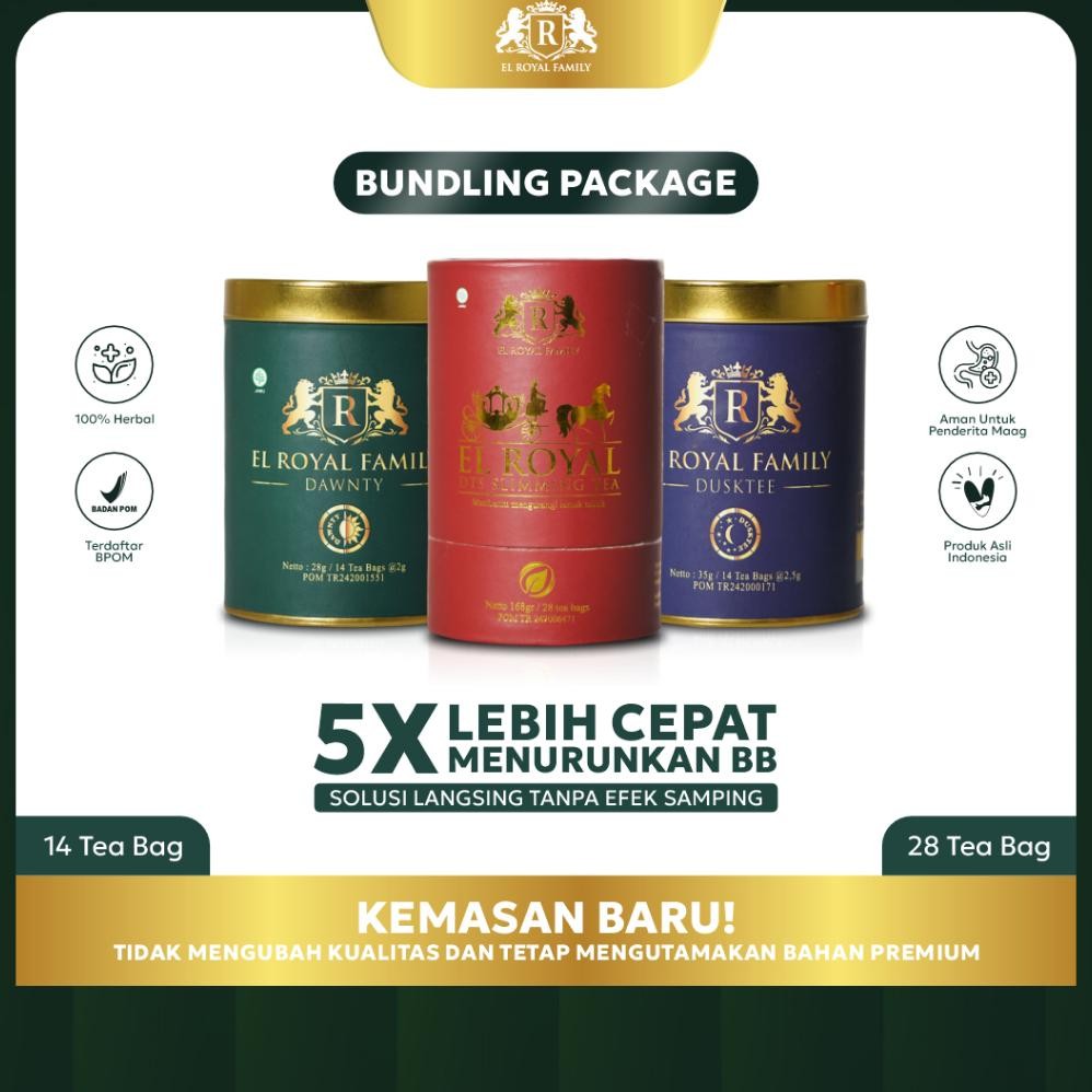 

Paling dicari Paket Bundling [1 PAKET EL ROYAL PREMIUM HERBAL TEA & 1 EL ROYAL DETOX SLIMMING TEA] - 5X Lebih Cepat Menurunkan BB & Solusi Langsing dan Buang Racun Tanpa Efek Samping