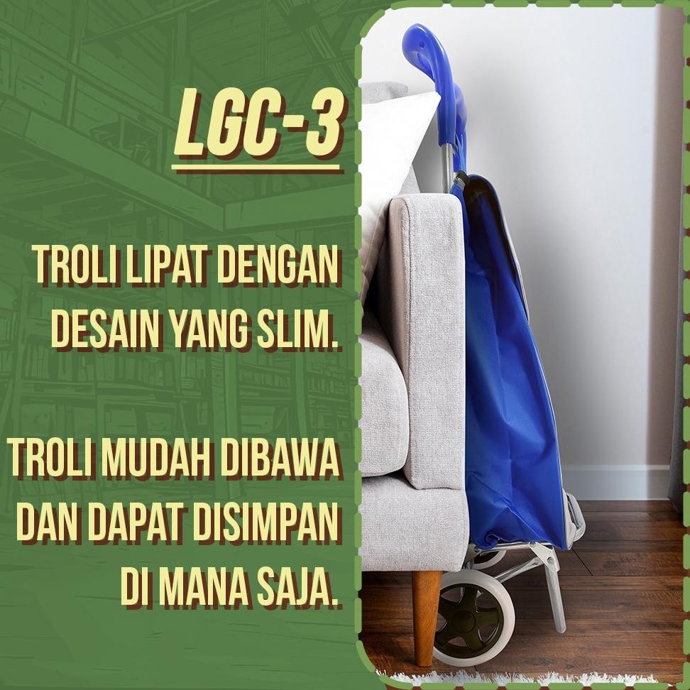 Troli Belanja lipat Keranjang Supermarket Tas Troli Belanja Trolley Roda