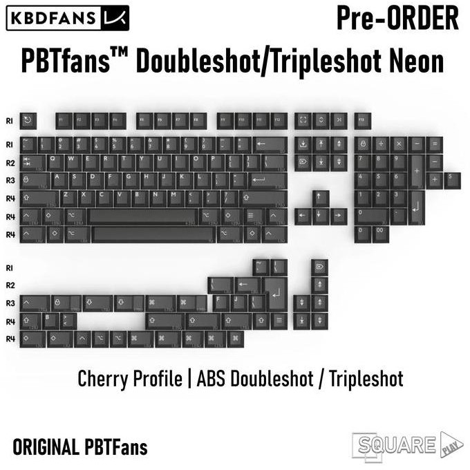 TERBARU - PBTfans Doubleshot/Tripleshot Neon - Cherry Profile Keycaps KBDFans