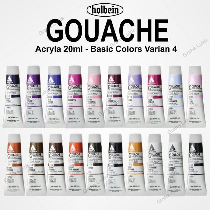 

ready !!! Holbein Acryla Gouache 20ml (Basic Colors) Varian 4