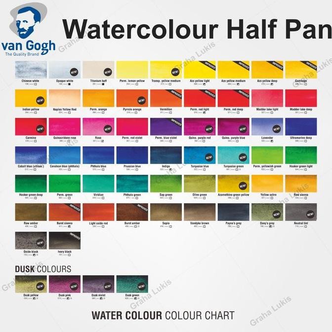 

ready !!! Van Gogh Watercolour Half Pan - Satuan - Varian 1 WHITE / YELLOW / ORANGE / RED / BROWN