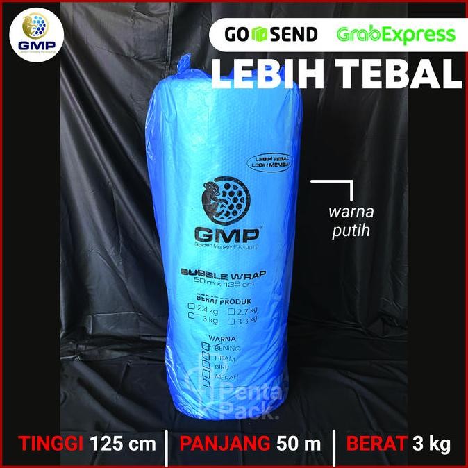 

ready [Tebal 3 kg] Bubble Wrap GMP 125 cm X 50 m (Bening/Hitam)