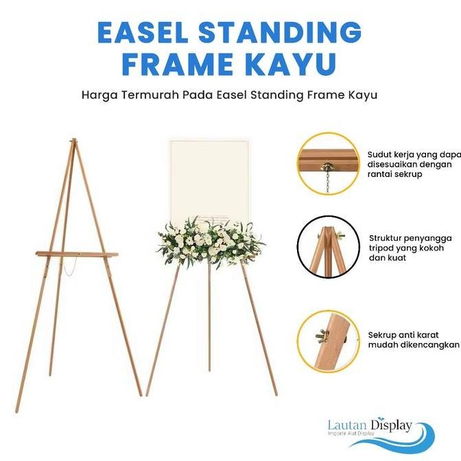 

ready !!! Easel Stand Kayu Standing Frame Penyangga Canvas Foto Welcome Sign Wedding Papan Akrilik White Board Lukisan Papan Tulis Papan Bunga Kanvas Lukis 110, 130, 150 Cm
